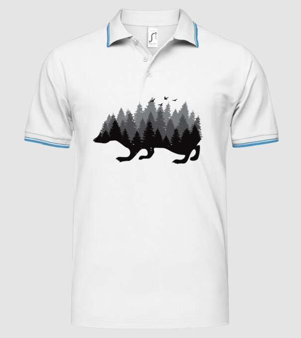 Siluetă Arici model alb pe tricou