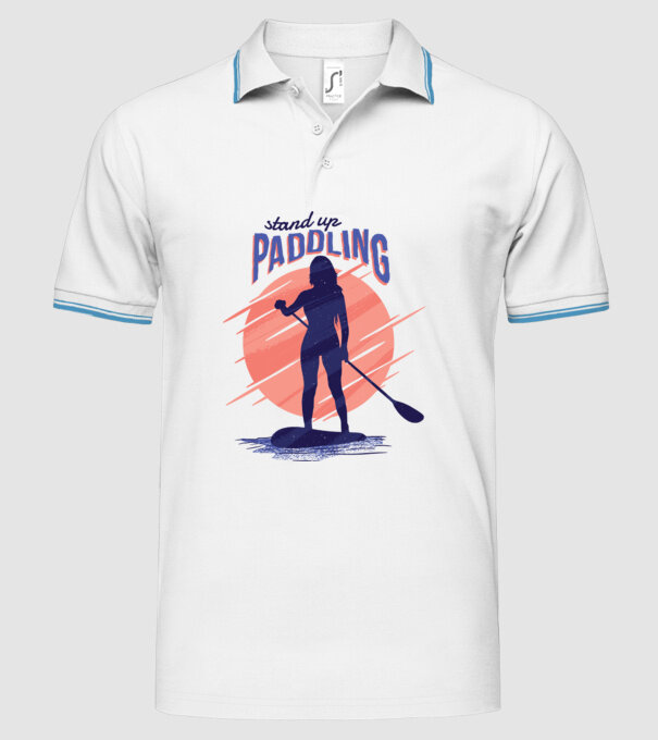 Tricou SUP Stand Up Paddle model alb pe tricou
