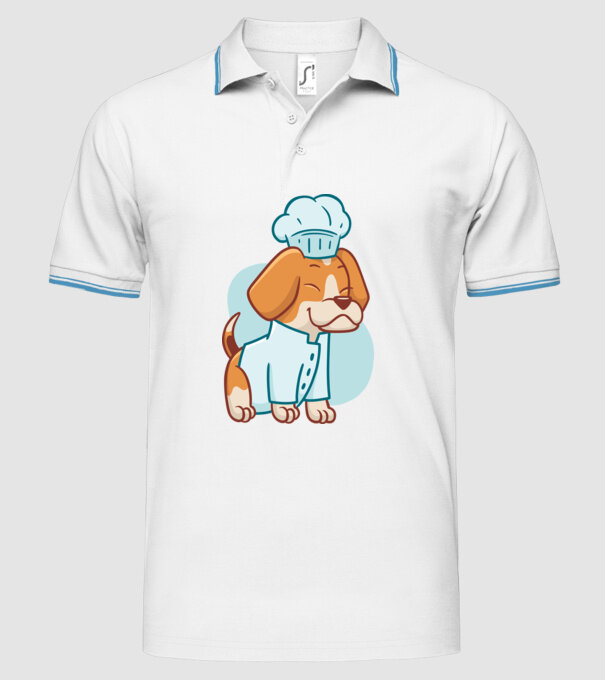 Beagle bucătar model alb pe tricou