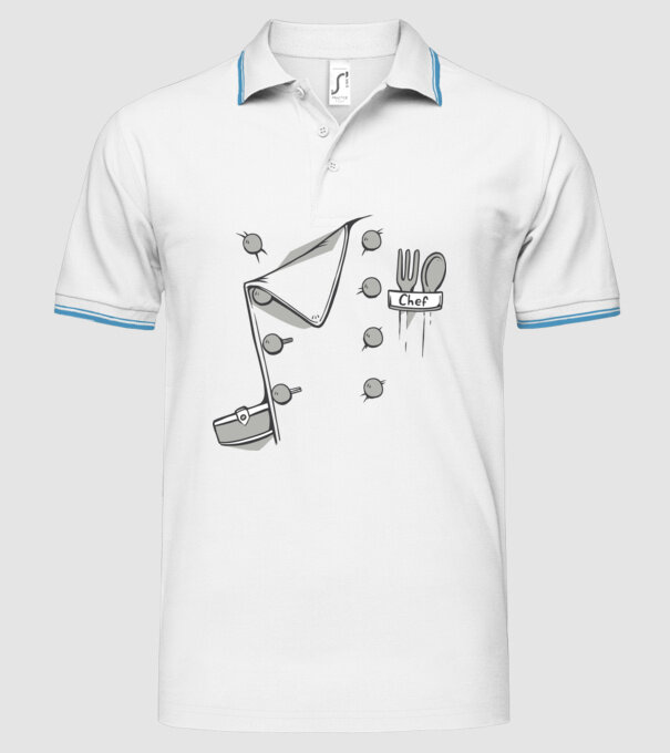 Costum bucătar model alb pe tricou