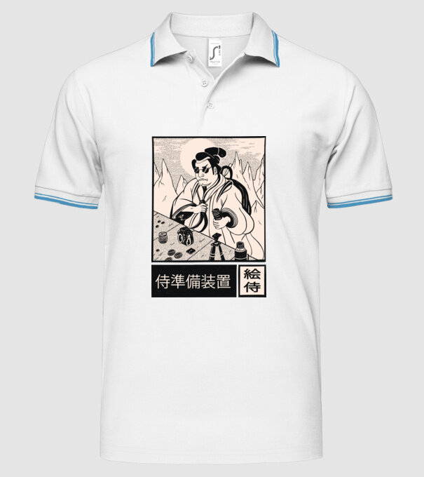 Samurai model alb pe tricou