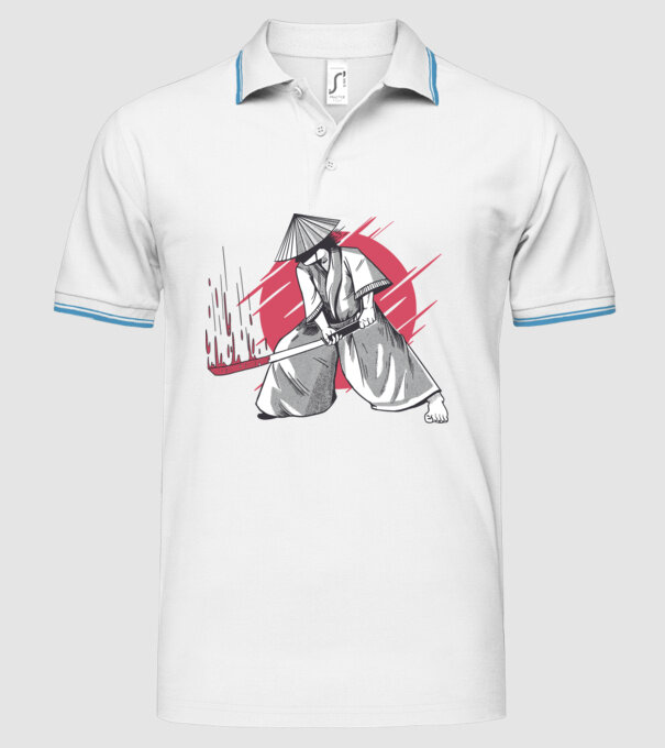 Sabie de samurai model alb pe tricou