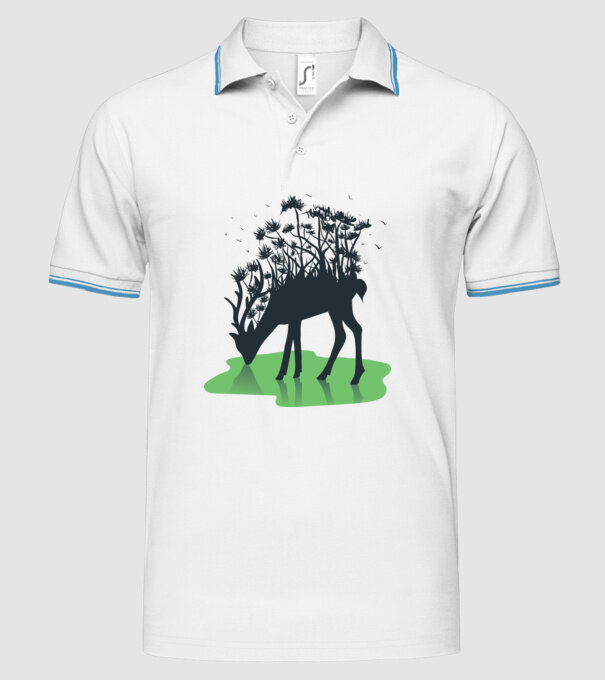 Natură cerb model alb pe tricou