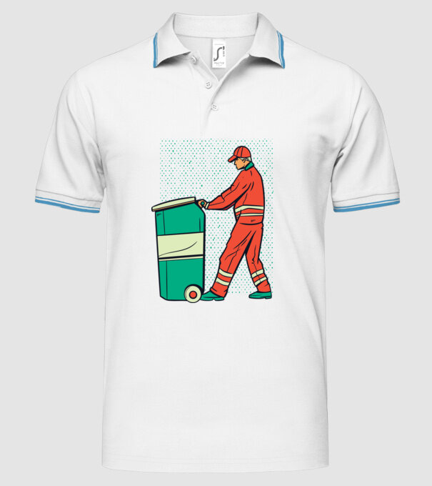 Gunoier model alb pe tricou