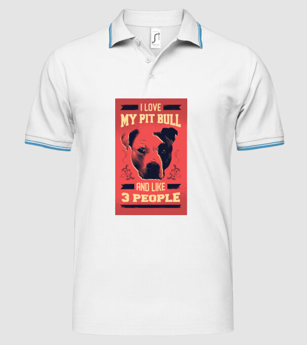 Îmi iubesc Pitbull-ul meu și încă 3 persoane model alb pe tricou