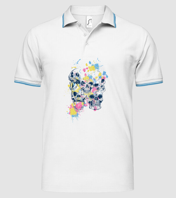 Cranii colorate model alb pe tricou