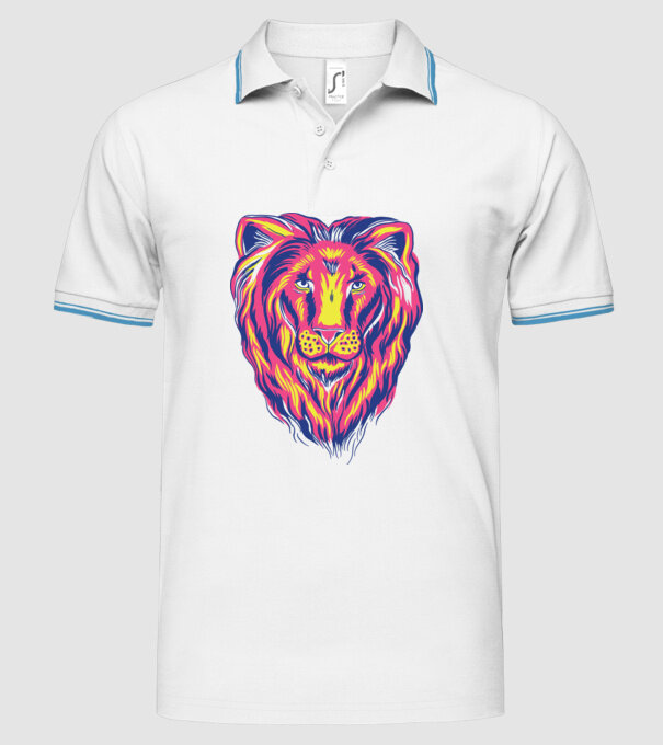 Leu colorat model alb pe tricou