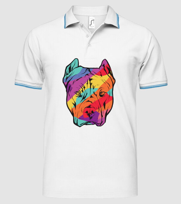 Cap colorat Pitbull model alb pe tricou
