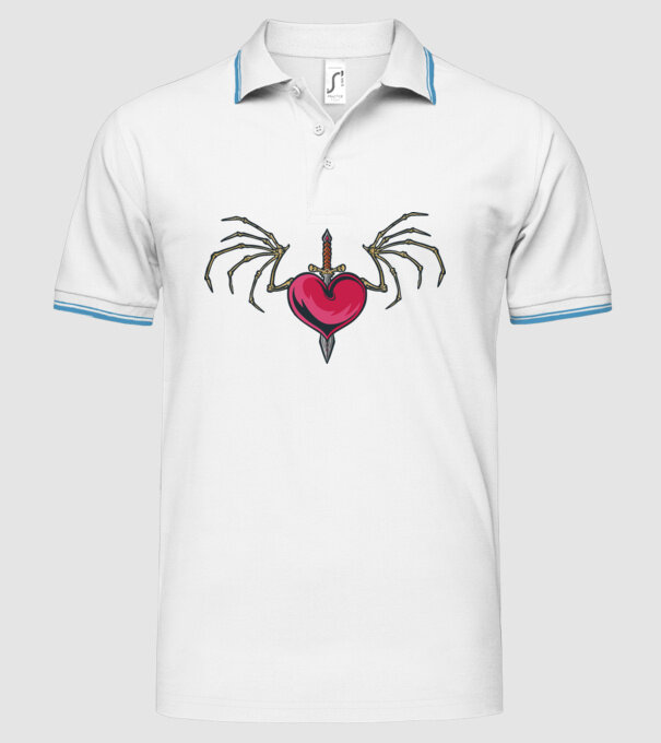 Inimă cu sabie model alb pe tricou