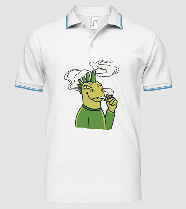 Dinozaur fumător model alb pe tricou