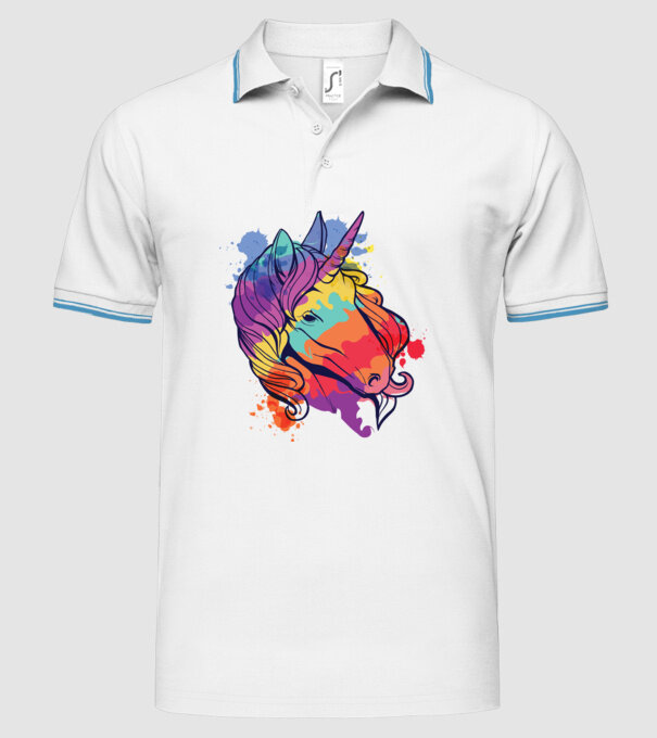 Curcubeu colorat Unicorn tricou model alb pe tricou