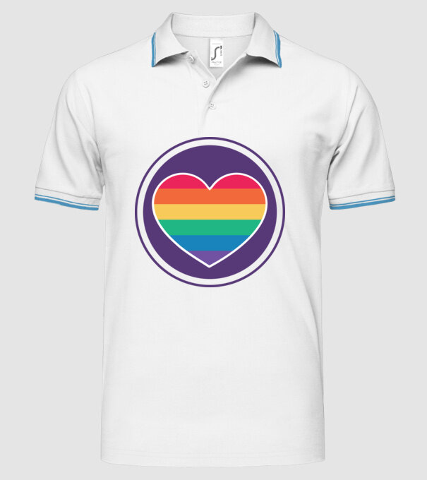 Inimă curcubeu model alb pe tricou