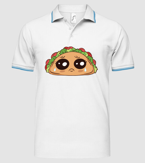 Taco trist model alb pe tricou