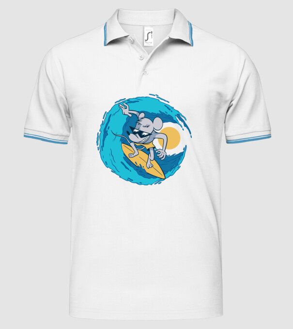 Șoarece Surfer model alb pe tricou