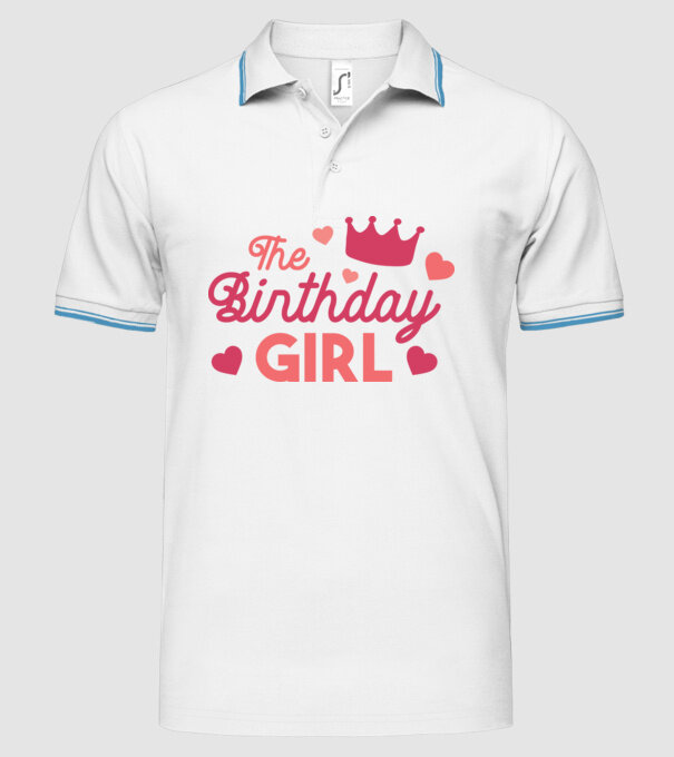 Fată cu Zi de naștere model alb pe tricou