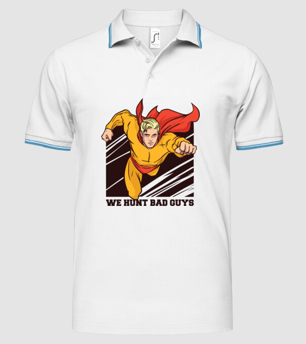 Supererou model alb pe tricou
