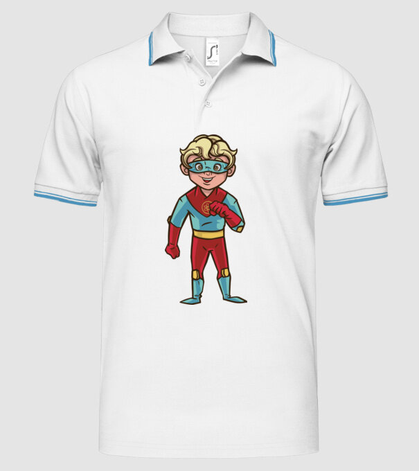 Băiat supererou model alb pe tricou