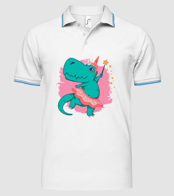 T-rex Balerină model alb pe tricou