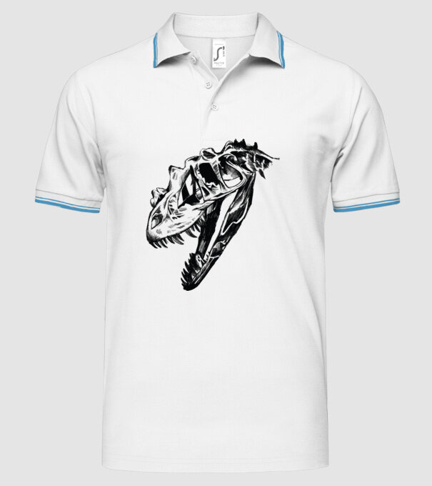 Craniu T-rex model alb pe tricou