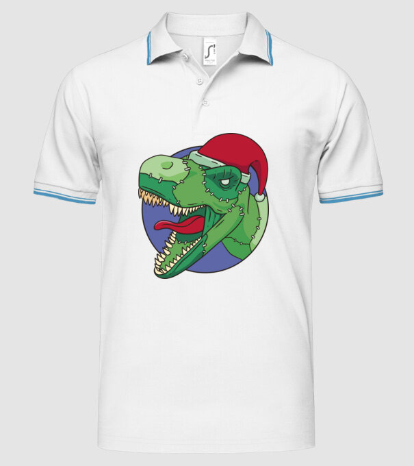 T-rex Santa model alb pe tricou