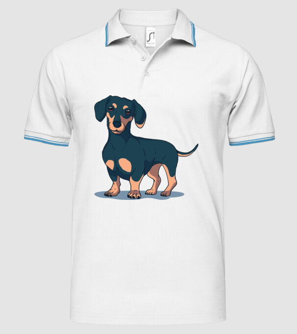 Tricou cu Câine teckel drăguț model alb pe tricou