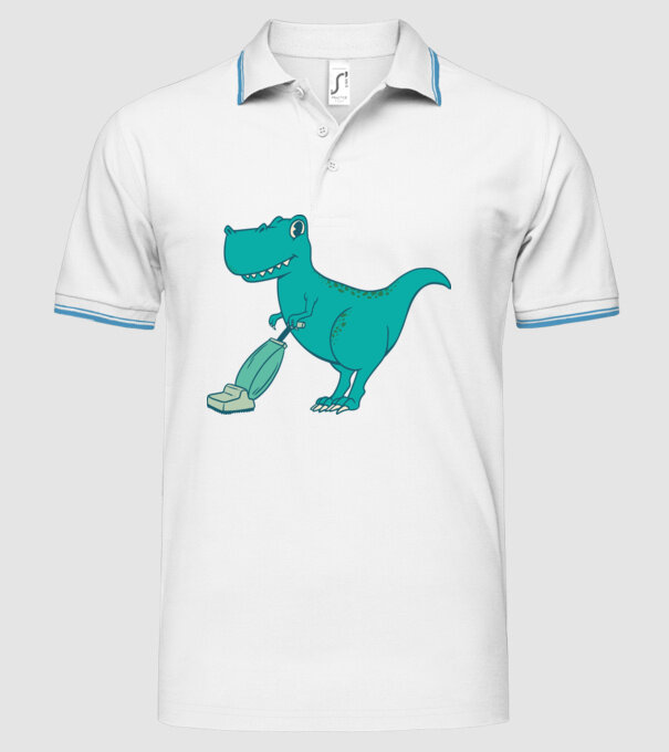 T-rex făcând curățenie model alb pe tricou