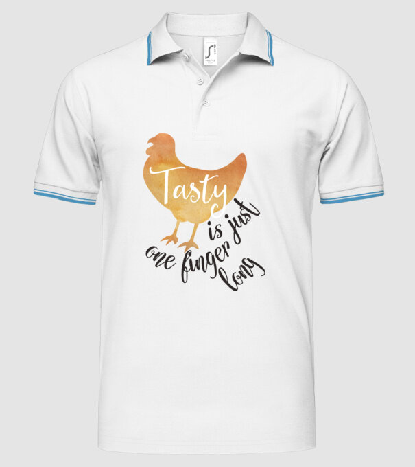 Tasty is just one finger long model alb pe tricou