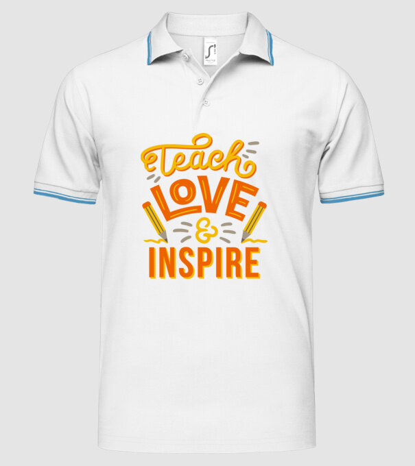 Teach Love Inspire pentru profesori model alb pe tricou