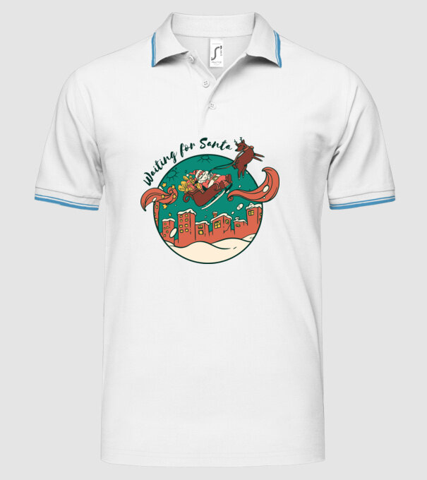 Așteptându-l pe Moș Crăciun model alb pe tricou