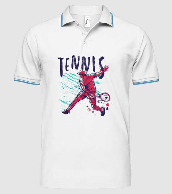 Tennis model alb pe tricou