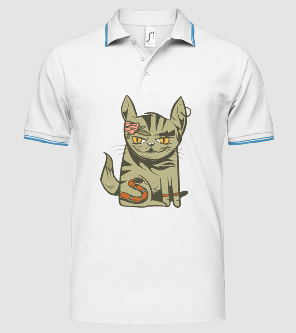 Pisoi tatuat model alb pe tricou
