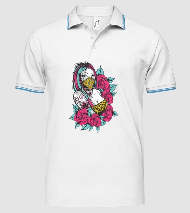 Fată tatuată model alb pe tricou