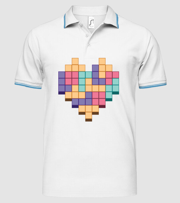 Inimă Tetris model alb pe tricou