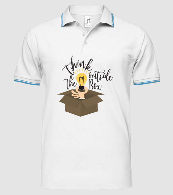 Think outside of the box model alb pe tricou
