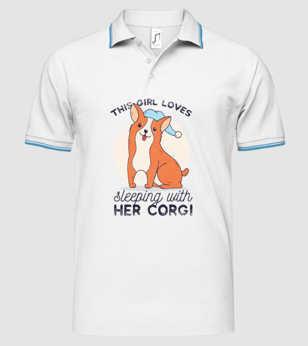 This Girl Loves sleeping with her Corgi model alb pe tricou