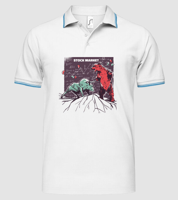 Bursa de Valori Taur vs Urs model alb pe tricou
