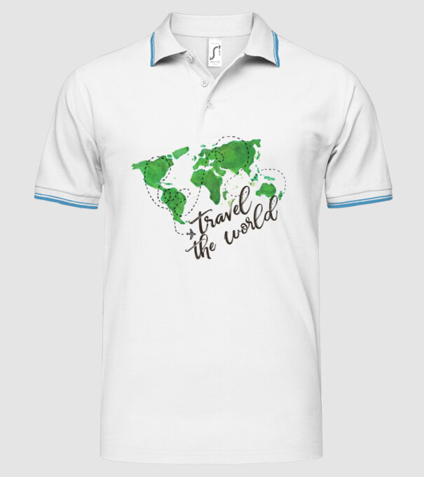Travel the world model alb pe tricou