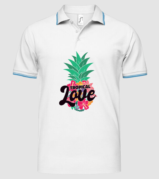 Ananas Tropical Love model alb pe tricou