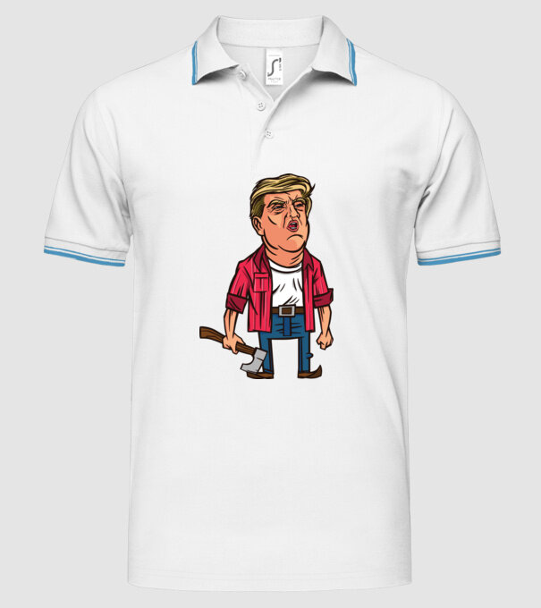 Trump tăietor de lemne model alb pe tricou