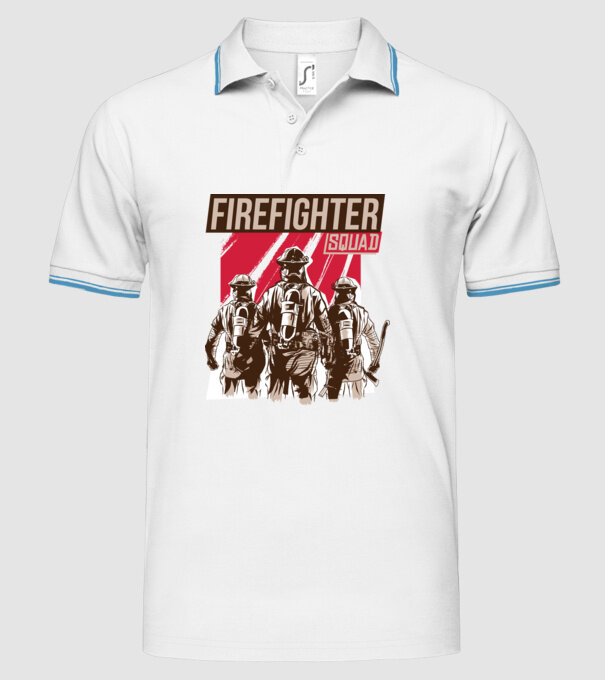 Unitate de pompieri model alb pe tricou