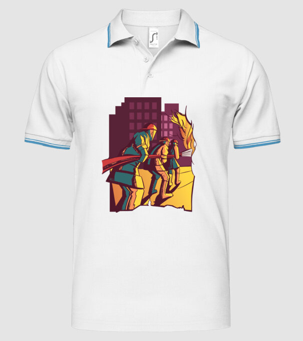 Pompieri în acțiune model alb pe tricou