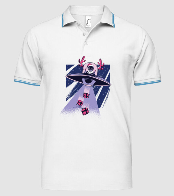 OZN duce cadouri - tricou de Crăciun amuzant model alb pe tricou