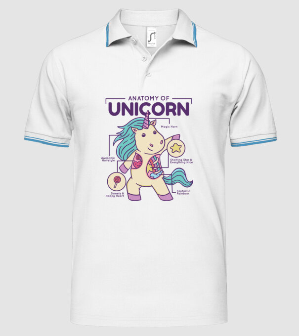 Unicorn Anatomie model alb pe tricou