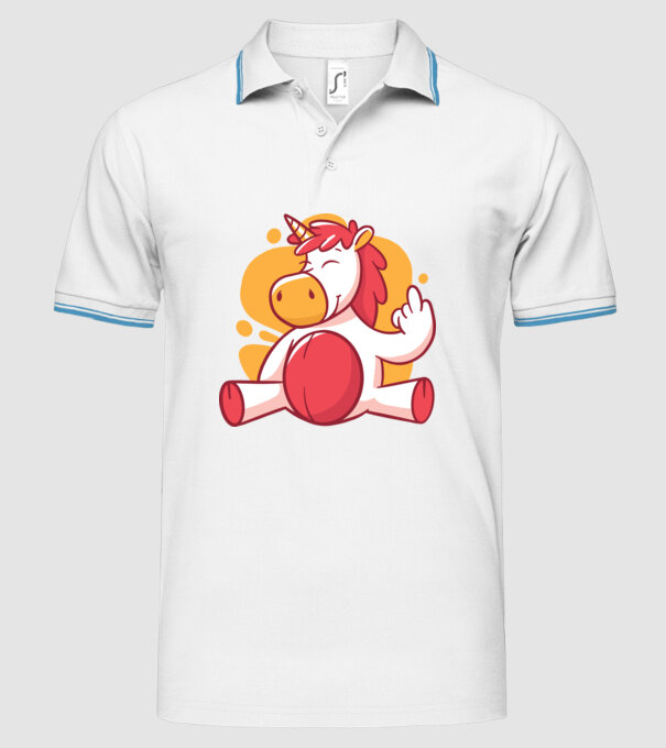 Unicorn arată degetul model alb pe tricou