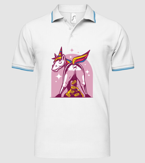 Unicorn Bitcoin model alb pe tricou