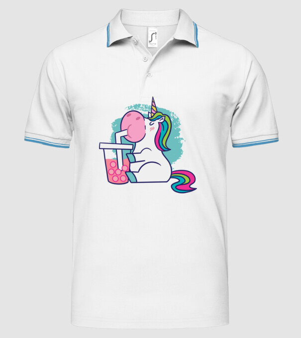 Unicorn Bubble Tea model alb pe tricou