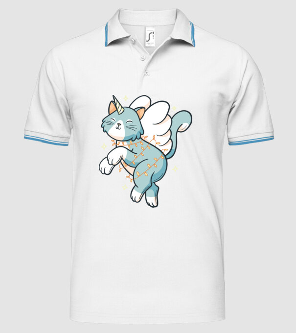 Pisică Unicorn model alb pe tricou