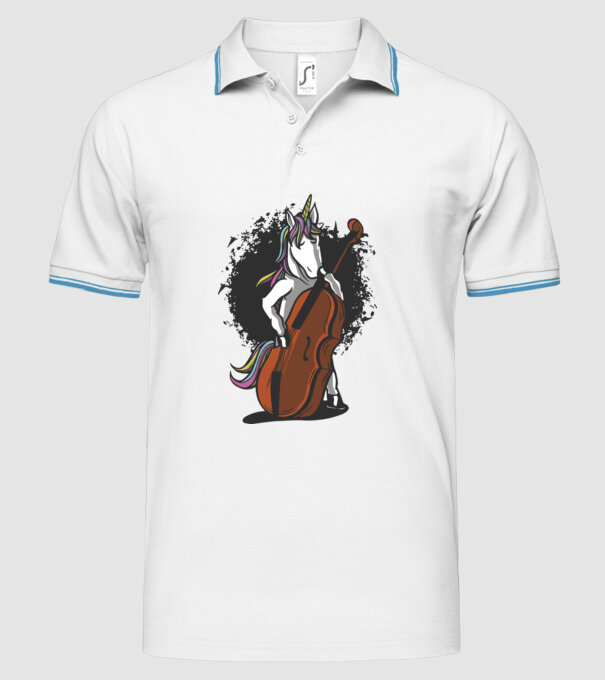 Unicorn cu violoncel model alb pe tricou
