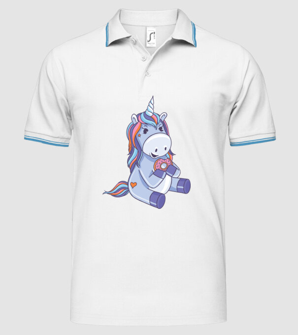 Unicorn cu gogoașă model alb pe tricou