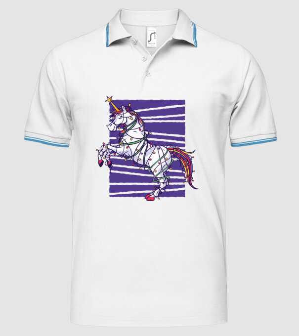 Unicorn pom de Crăciun model alb pe tricou